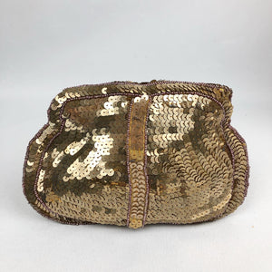 Original 1930's Gold Sequin and Beaded Czechoslovakian Evening Bag - Stunning Little Bag