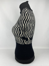 Load image into Gallery viewer, Original 1940s Black and White Wavy Knit Jumper - Bust 30 31

