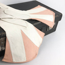 Load image into Gallery viewer, Utterly Amazing 1930s Two Tone Kid Leather Gauntlet Gloves in Pink and White
