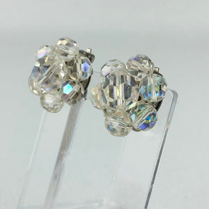 Vintage 1950s Clear Glass Clip On Earrings - Large