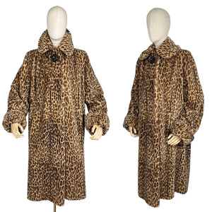 Original 1940’s Fabulous Faux Fur Leopard Print Coat by Jancourt Model - Bust 36 38 40 42