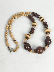 Vintage Graduated Glass Bead Necklace In Brown and Cream - Charming Autumnal Necklace