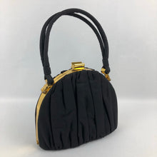 Load image into Gallery viewer, 1940s Black Grosgrain Bag with Gold Frame and Matching Purse - Made by Ingber
