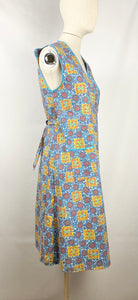 1940s Floral Cotton Wraparound Pinny - Bust 33 34 35 36
