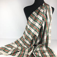Load image into Gallery viewer, Original 1950s Artificial Silk Tartan Scarf in Red, Black, Green and Cream - Would Make a Great Headscarf
