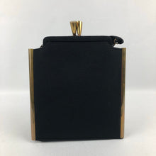 Load image into Gallery viewer, 1940s Black Box Bag with Gold Metal Trim
