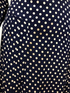 1940s CC41 Classic Navy and White Polka Dot Dress - Bust 34" 36"
