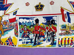 Original 1953 Queen Elizabeth II Coronation Commemorative Scarf - Bold Print on Purple Ground
