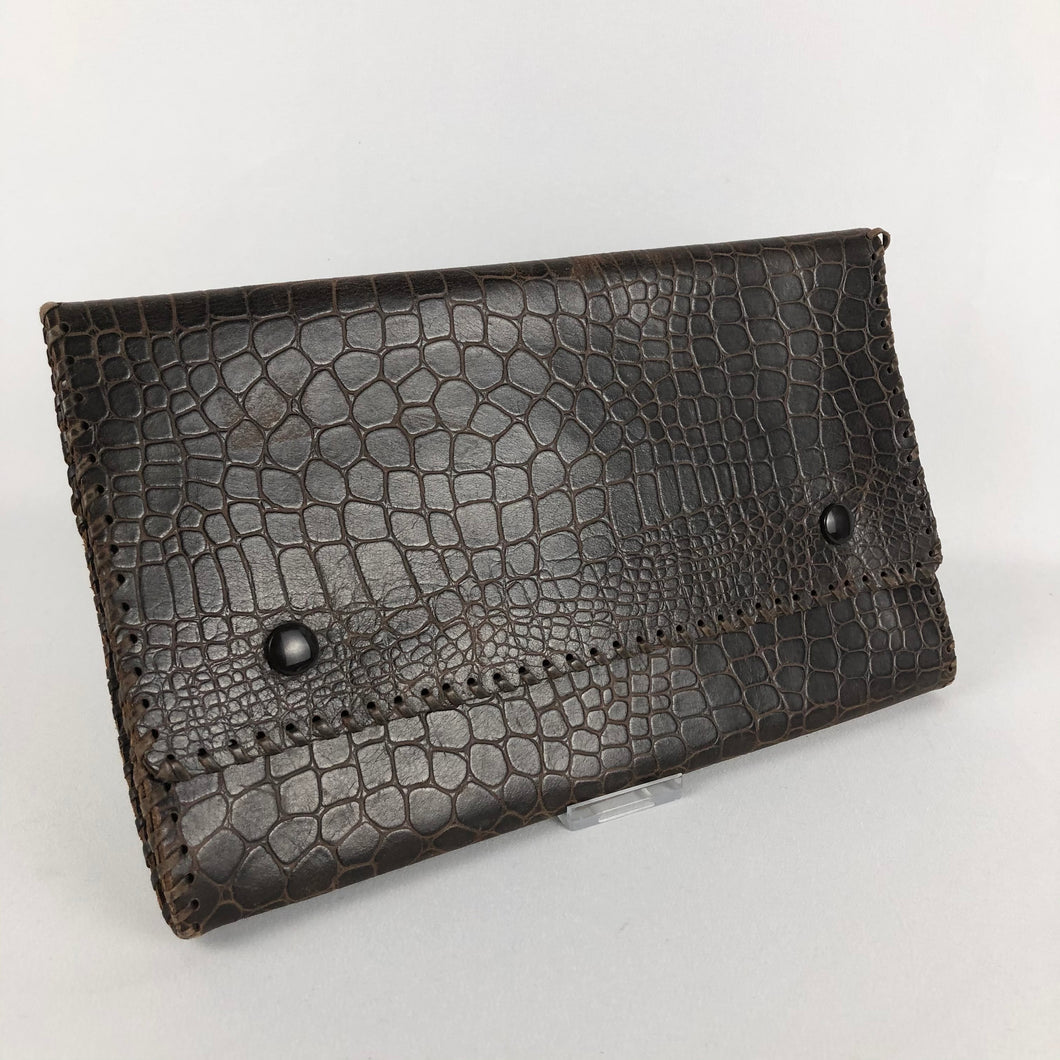 Vintage 1940s Embossed Leather Clutch Bag