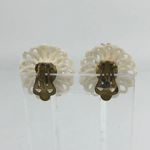 1950s Plastic Flower Clip On Earrings