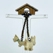 Load image into Gallery viewer, Original 1940&#39;s Brooch Featuring a Pair of Scottie Dogs Hanging From a Dog Kennel
