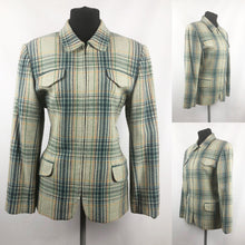 Load image into Gallery viewer, Vintage Zip Front Jacket in Green, Yellow and Navy Check - B38 40
