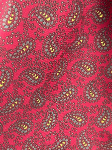 Vintage Red Artificial Silk Scarf with Grey and Yellow Paisley Print by Tootal