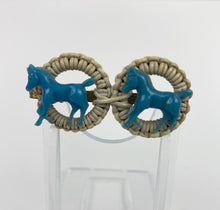Load image into Gallery viewer, Original 1940s Blue and White Make Do and Mend Brooch with Pair of Horses
