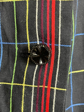 Load image into Gallery viewer, Original 1940’s 1950’s Black and Plaid Fine Cotton Dress with Glass Buttons - Bust 38 *

