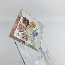 Load image into Gallery viewer, Original 1940s 1950s Reverse Carved Diamond Shaped Lucite Brooch with Flowers in a Vase *
