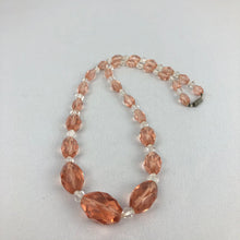 Load image into Gallery viewer, Original 1940s 1950s Peach and Clear Faceted Glass Graduated Bead Necklace

