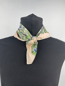 Vintage Italian Neckerchief in Pink, Green, White and Blue - Pretty Headscarf