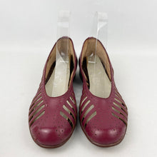 Load image into Gallery viewer, Original 1950’s Burgundy Leather Summer Sandals with Openwork Sides - UK 4 4.5 *
