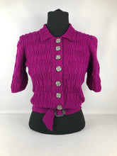 Load image into Gallery viewer, 1940s Reproduction Handknitted Belted Cardigan with Collar from March 1941 - Bust 36 37 38 39 40

