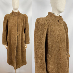 Original 1940s Faux Fur Teddy Bear Coat - Bust 36 37 38