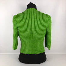 Load image into Gallery viewer, 1940s Reproduction Hand Knitted Bolero in Grass Green - B34 35 36 37 38
