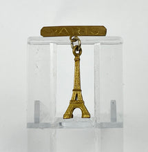 Load image into Gallery viewer, Vintage Mid Century Eiffel Tower Paris Tourist Brooch in Gold Tone
