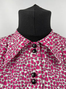 1940's Reproduction Novelty Print Cotton Blouse with Valentine Heart Print - Bust 34" 35" 36"