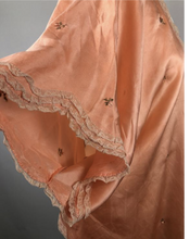 Load image into Gallery viewer, 1920s Apricot Coloured Pure Silk Bed Jacket with Floral Embroidery -  Bust 36&quot; 38&quot; 40&quot;
