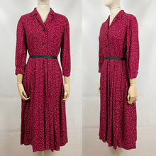 Load image into Gallery viewer, Original Red, Black and White Dress from the Late 1940s or Early 1950s - Bust 34 35
