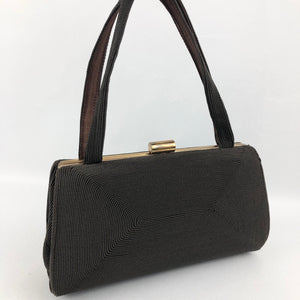 1940s 1950s Chocolate Brown Corde Style Handbag