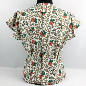 Reproduction 1940's Autumnal Print Feed Sack Blouse B34 B36