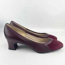 Load image into Gallery viewer, Original 1950&#39;s 1960&#39;s Burgundy Suede and Leather Court Shoes by Devonshire - Deadstock in Original Box - UK 4 *
