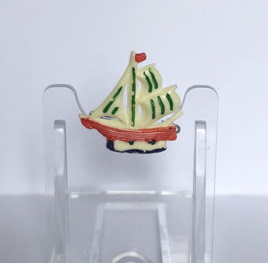 Vintage Early Plastic Green Sailing Ship Brooch