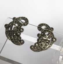 Load image into Gallery viewer, 1940s or 1950s Marcasite Clip on Earrings

