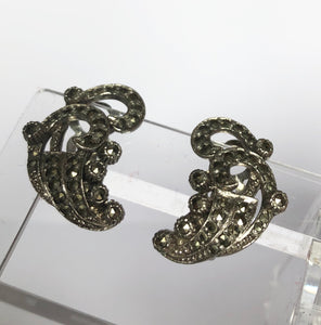 1940s or 1950s Marcasite Clip on Earrings