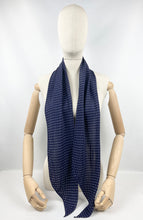 Load image into Gallery viewer, Original 1930&#39;s Dark Blue Dagger Point Scarf with Fine Polka Dot Detail - Great Christmas Gift
