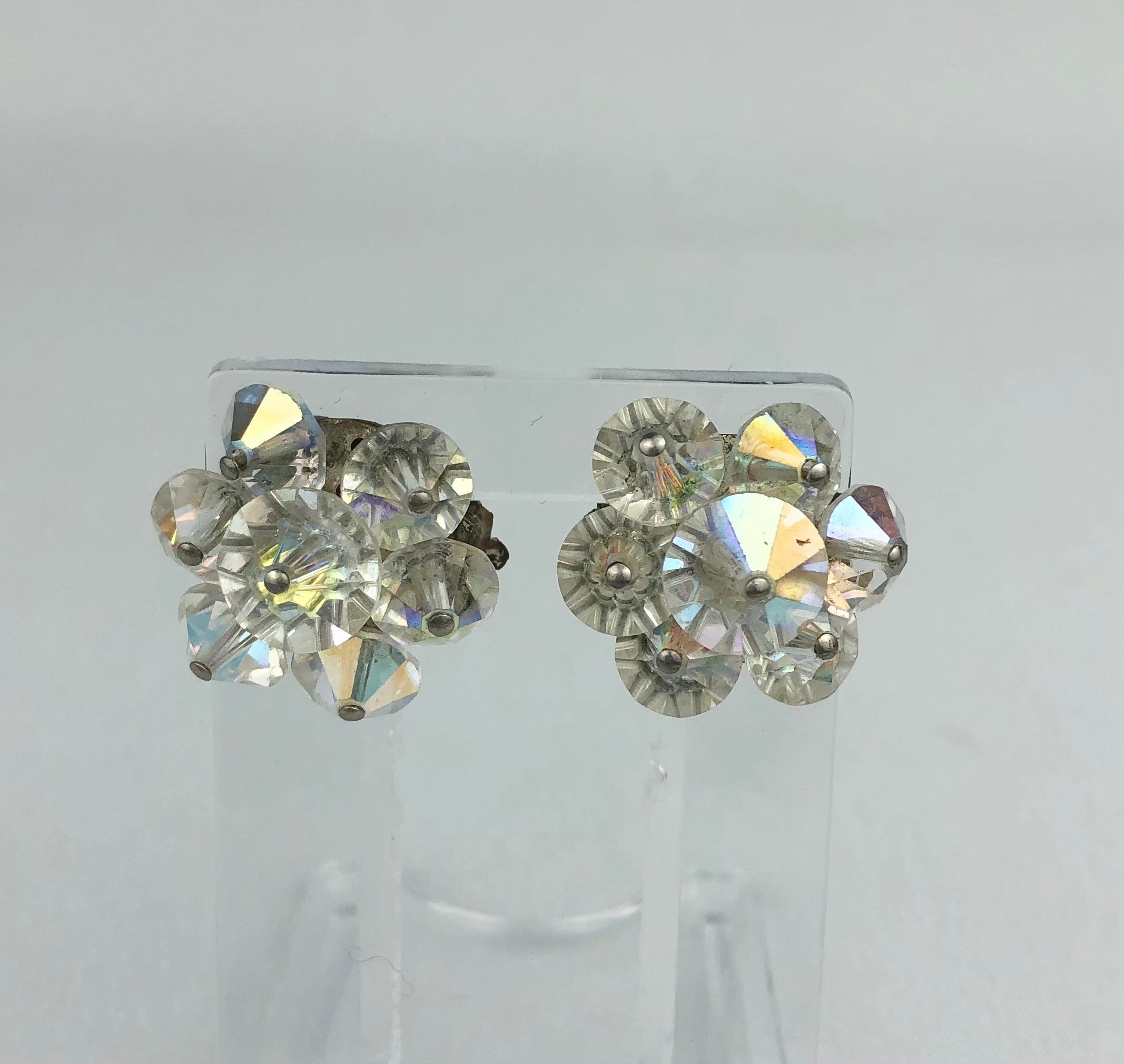 Collection of 2024 50 vintage clip-on earrings. Variety of metals, colors, stones