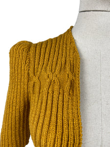 Reproduction Hand Knitted Bolero in Mustard - Bust 36 38 40