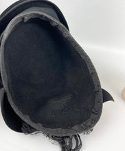 Load image into Gallery viewer, Original 1940&#39;s Inky Black Felt Hat with Fabulous Shaping and Net Trim
