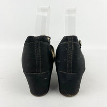 Load image into Gallery viewer, Original 1940&#39;s Black Wedges with Fabulous Gold Glitter Straps - UK 5.5 6
