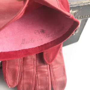 Original 1940s Burgundy Kid Leather Gloves