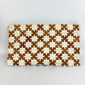 Original 1940's Two-Tone Clutch Bag in Brown and Cream - Plastiflex Style Tiles - Wounded