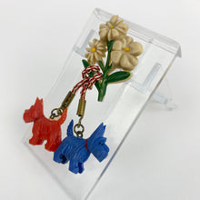 Load image into Gallery viewer, Original 1940s Red, White and Blue Patriotic Scottie Dog and Flower Spray Brooch

