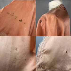 1920s Apricot Coloured Pure Silk Bed Jacket with Floral Embroidery -  Bust 36" 38" 40"