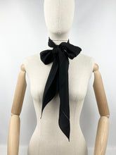 Load image into Gallery viewer, Original 1930&#39;s Black Crepe Dagger Point Scarf with Faggoting Detail - Great Christmas Gift

