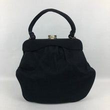Load image into Gallery viewer, 1940s Large Black Bag Covered with Fabric
