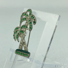 Load image into Gallery viewer, Vintage Green and Clear Paste Palm Tree Brooch
