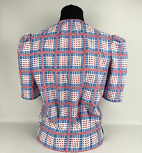Load image into Gallery viewer, 1940s Reproduction Blouse in Red, White and Blue Check - Bust 35 36 37
