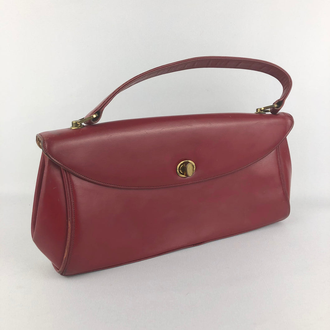 1950s Cherry Red Hand Bag with Gold Coloured Clasp by Eros
